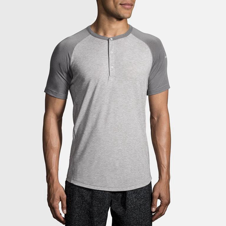 Brooks Cadence Mens Short Sleeve Running Shirt Ireland Grey (KSNQ-39028)